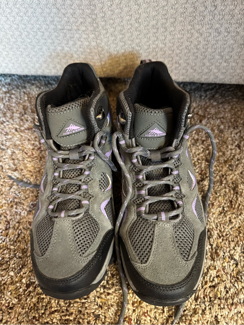 High Sierra Women's Gray and Purple Lace-Up Hiking Boots